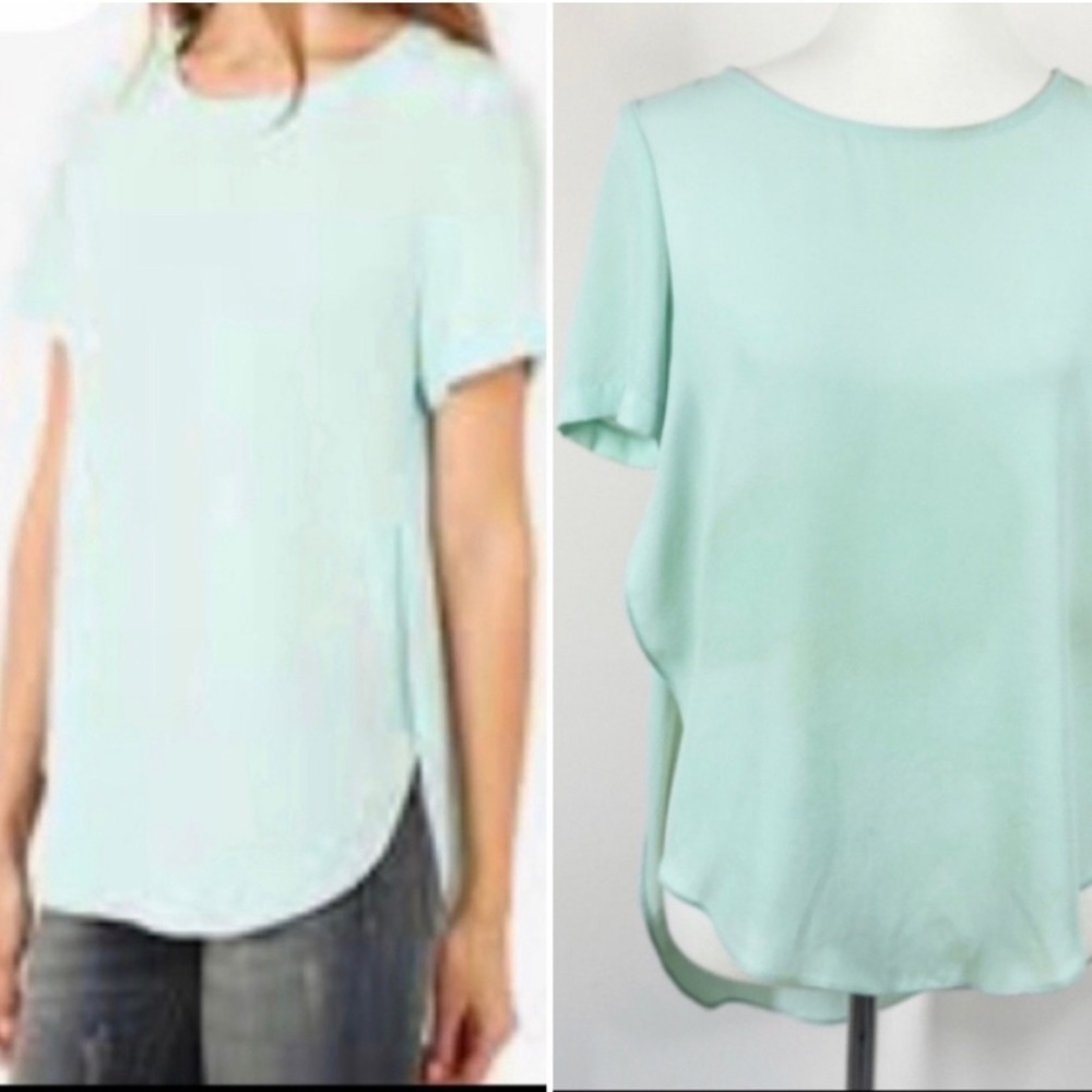 Topshop Blouse Short Sleeves Green Size 2 - Picture 2 of 9
